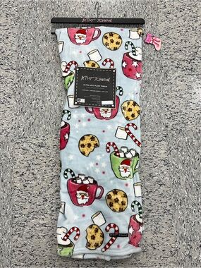 Betsey Johnson Christmas Hot Cocoa Santa Cookies Blue 50x70 Plush Throw NEW
